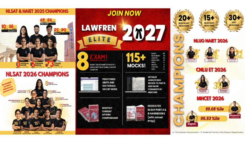 Lawfren Rated Among the Best NLSAT Coaching and Best 3 Year LLB Coaching in India