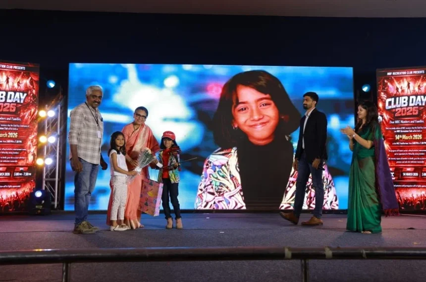 Victoria-Isaac-is-honoured-on-stage-at-Club-Day-2026-hosted-by-the-MRF-Recreation-Club-at-the-MCC-Auditorium-Chetpet-Chennai The Chief Guest Was Nine: Victoria Isaac Takes the Stage at MRF Club Day in Chennai