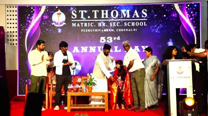 Victoria-Isaac-is-honoured-on-stage-at-the-53rd-Annual-Day-of-St.-Thomas-Matric-Hr.-Sec.-School-Puzhuthivakkam-Chennai The Future of Music Is Nine Years Old: Victoria Isaac Honoured at St. Thomas Matric Hr. Sec. School’s 53rd Annual Day